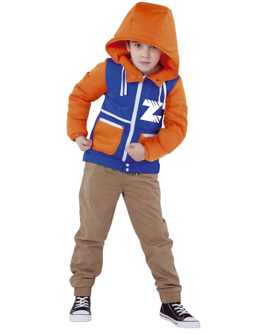 Fato de casaco Invizimals™ para criança azul e cor de laranja com capuz