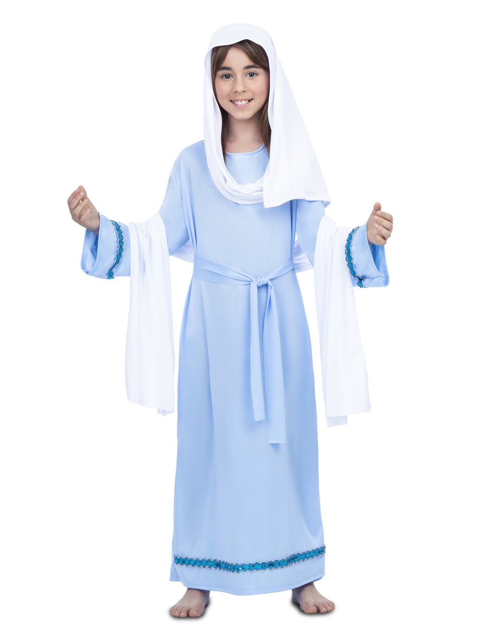 Déguisement de Vierge Marie pour fille bleu et blanc