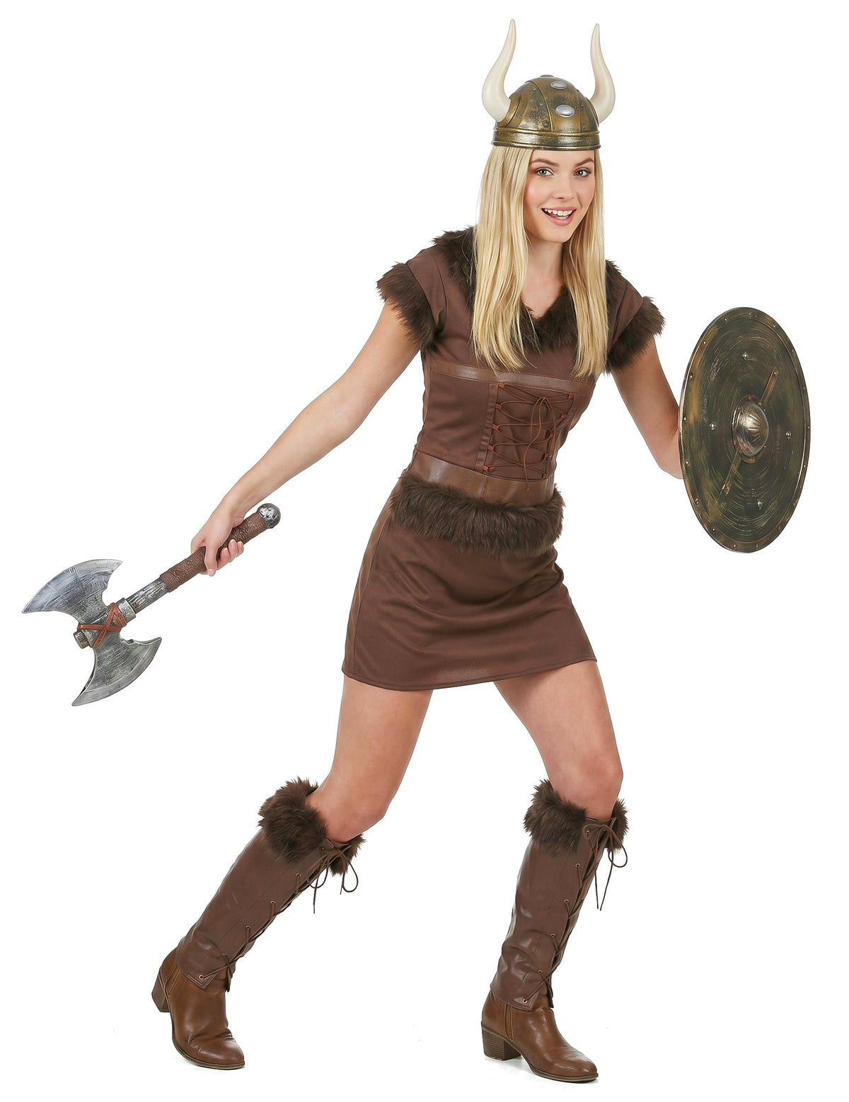 Disfarce Viking sexy castanho mulher
