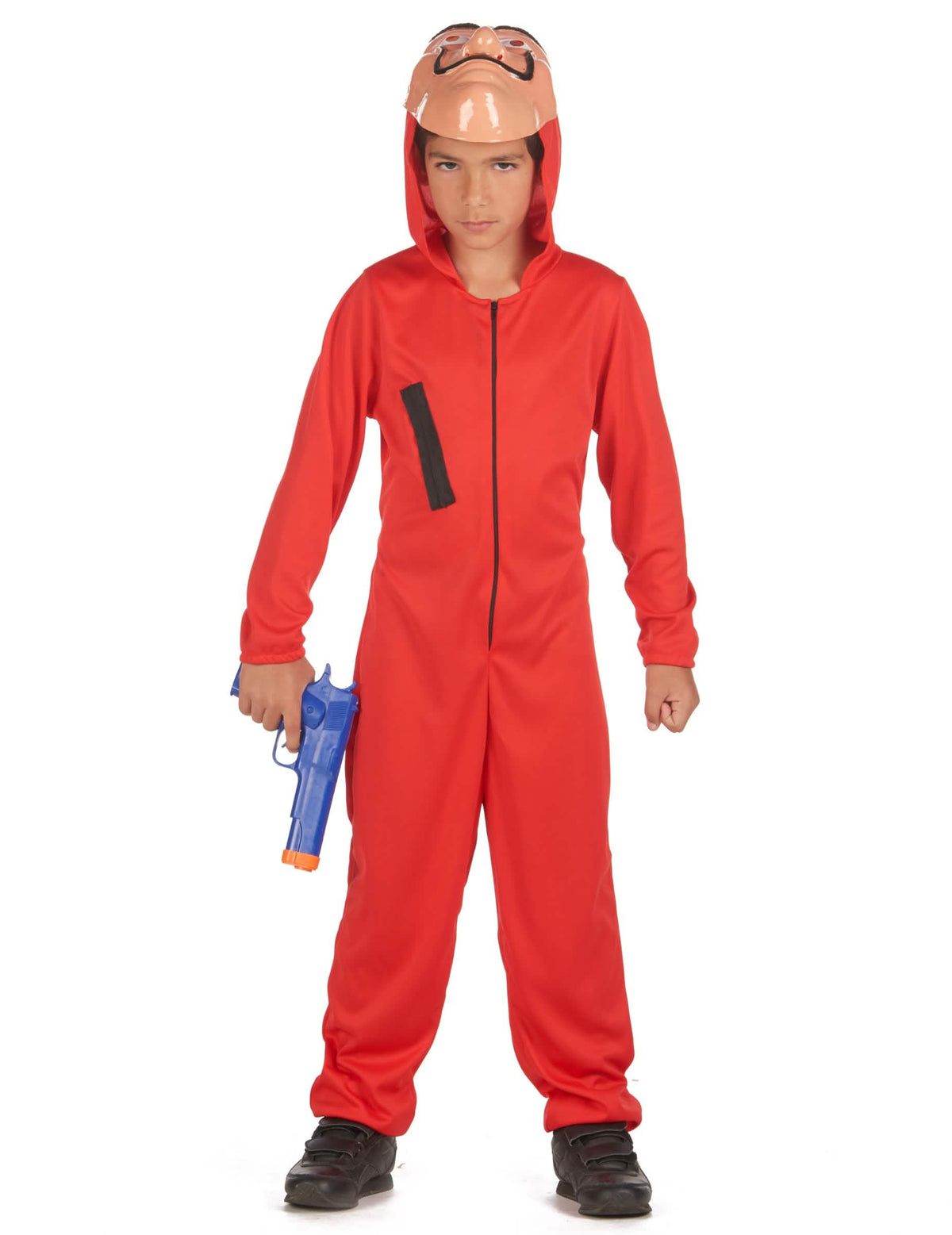 Fato de ladrão para criança vermelho com máscara