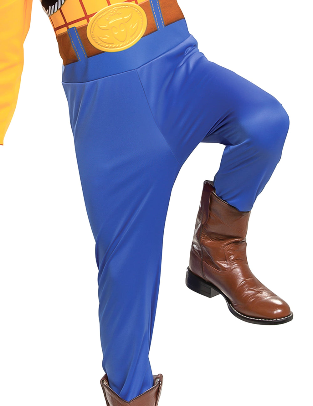 Détail du pantalon et des bottes du déguisement Woody Toy Story classique