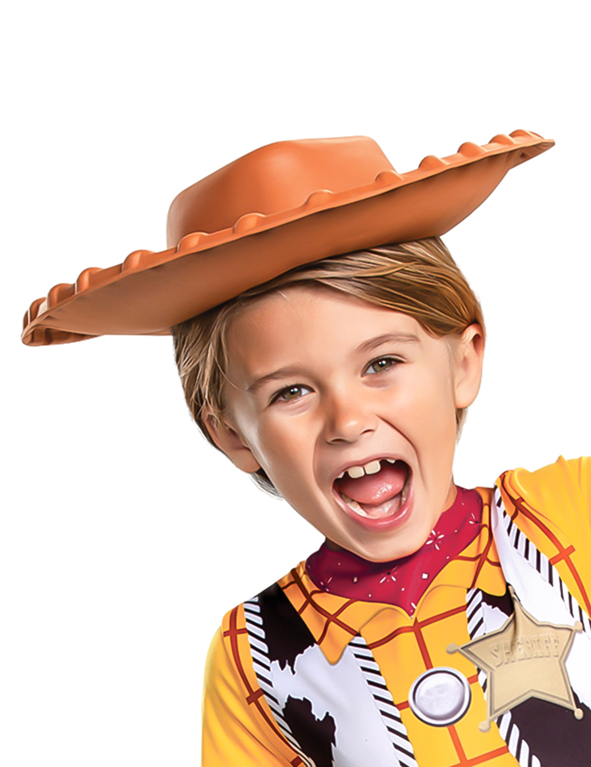 Gros plan sur le chapeau du déguisement Woody Toy Story classique