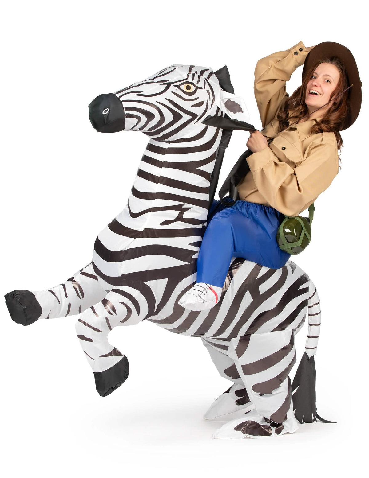 Fato de zebra carry me para adulto black and white