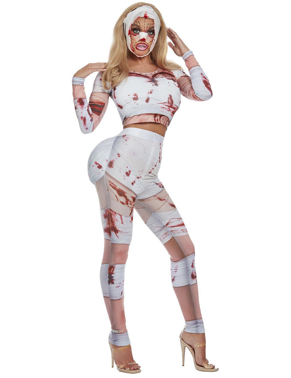 Vue de profil du déguisement de zombie chirurgie esthétique