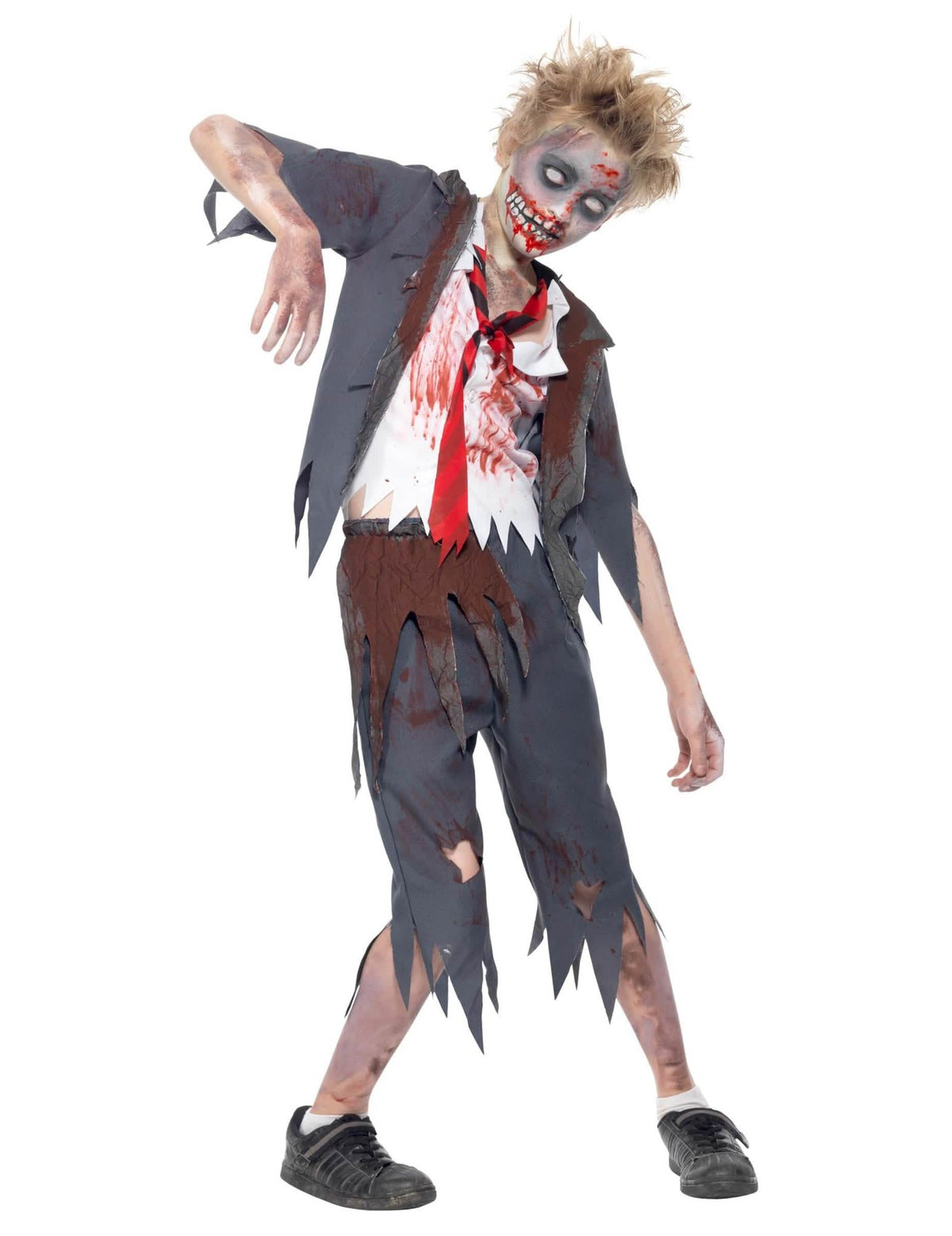 Vista geral do disfarce de zombie de escolar