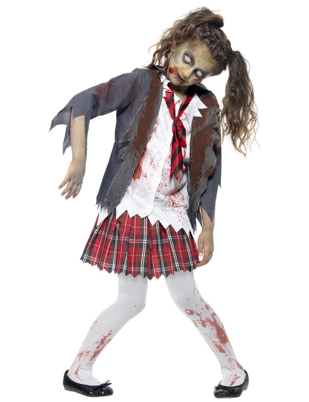 Vue de face du déguisement de zombie écolière