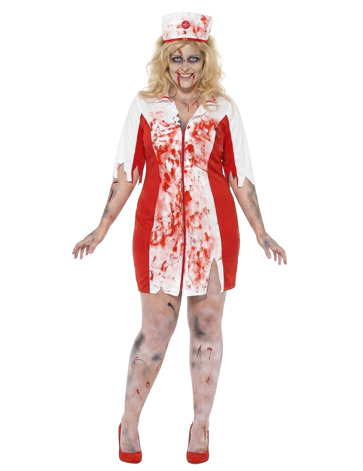 Disfarce enfermeira zumbi mulher Halloween