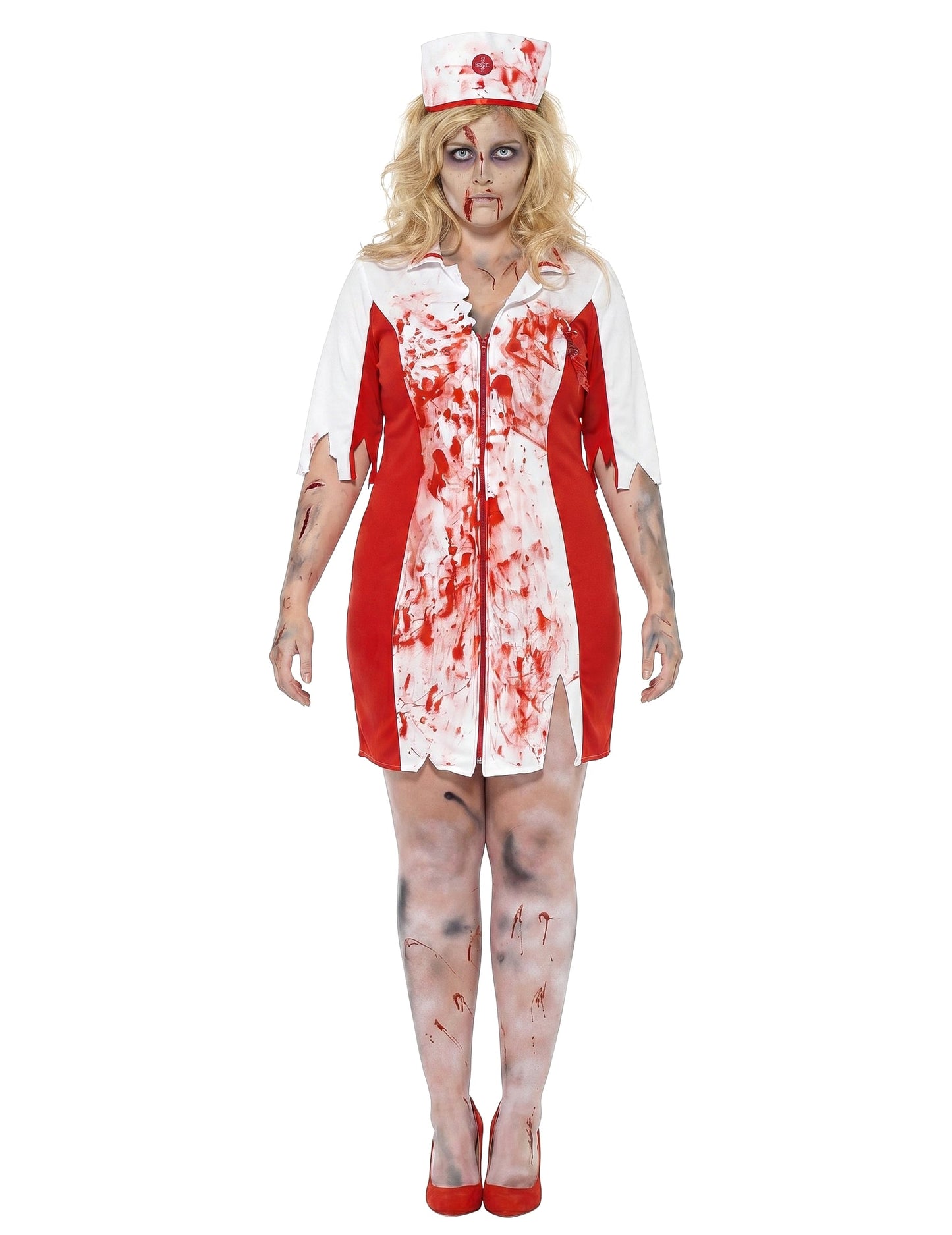 Disfarce enfermeira zumbi mulher Halloween