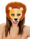 Demi masque peluche lion pour adulte marron avec crinière en fausse fourrure