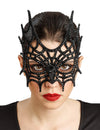 Meia máscara teia de aranha com strass preto adulto