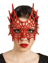 Meia-máscara de teia de aranha com strass vermelho para adulto