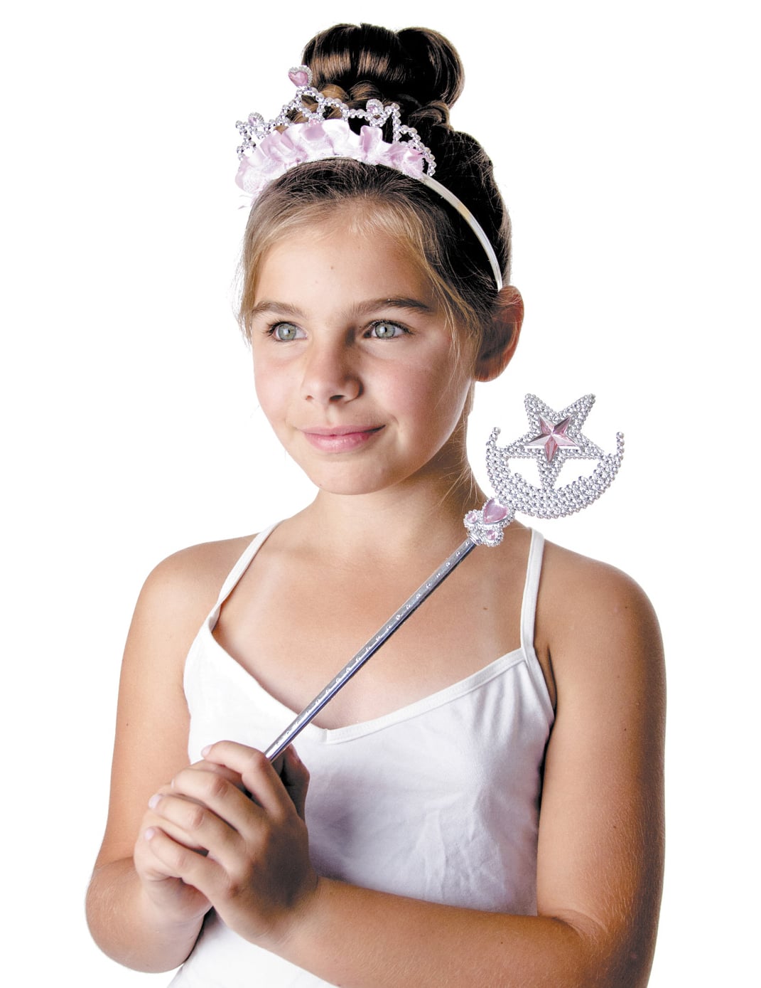 Diadème et baguette princesse étoilée pour fille rose et argenté