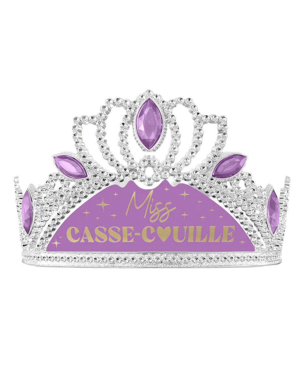 Diadème humoristique Miss Casse Couille pour femme argenté et violet