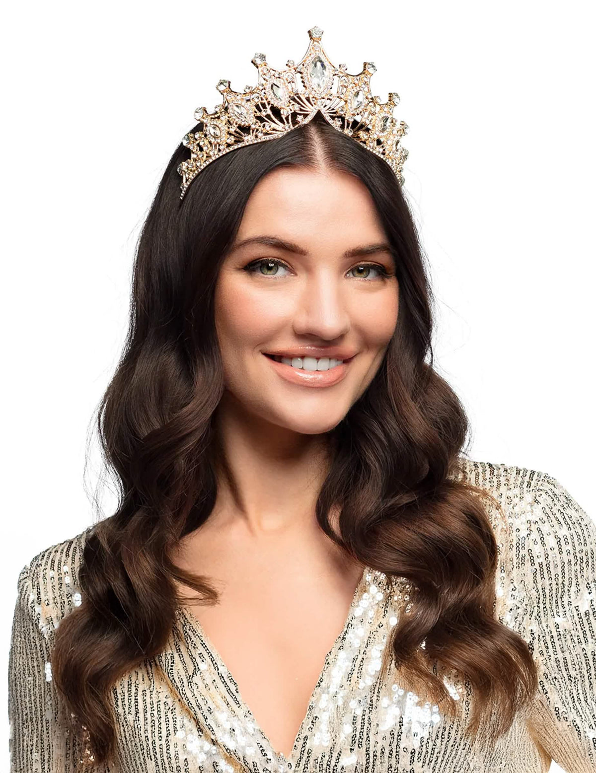 Diadema real metálico rosa gold adulto