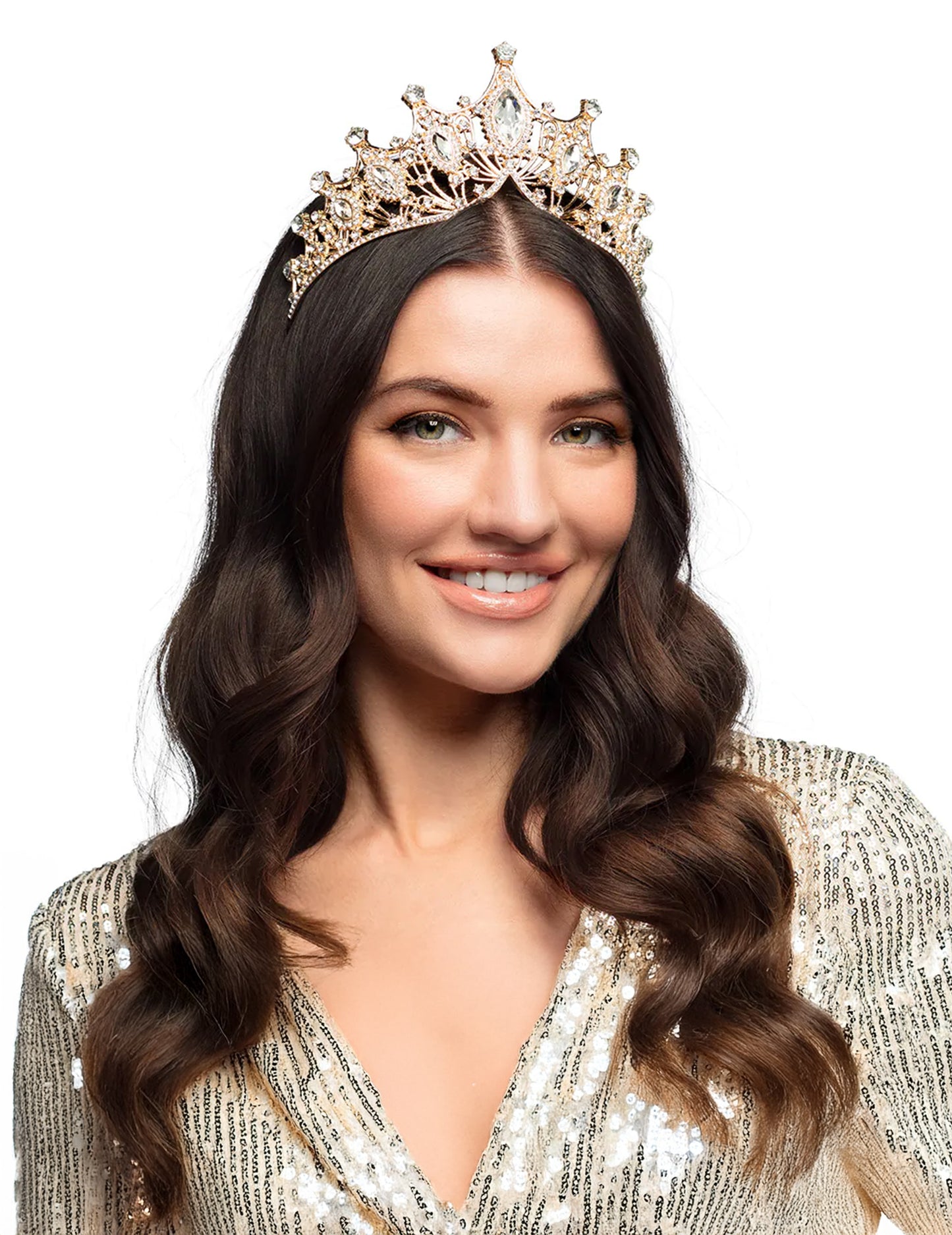 Diadema real metálico rosa gold adulto