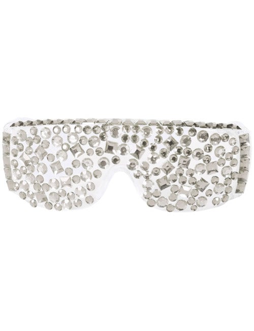 Lunettes disco à sequins pour adulte blanc et argenté