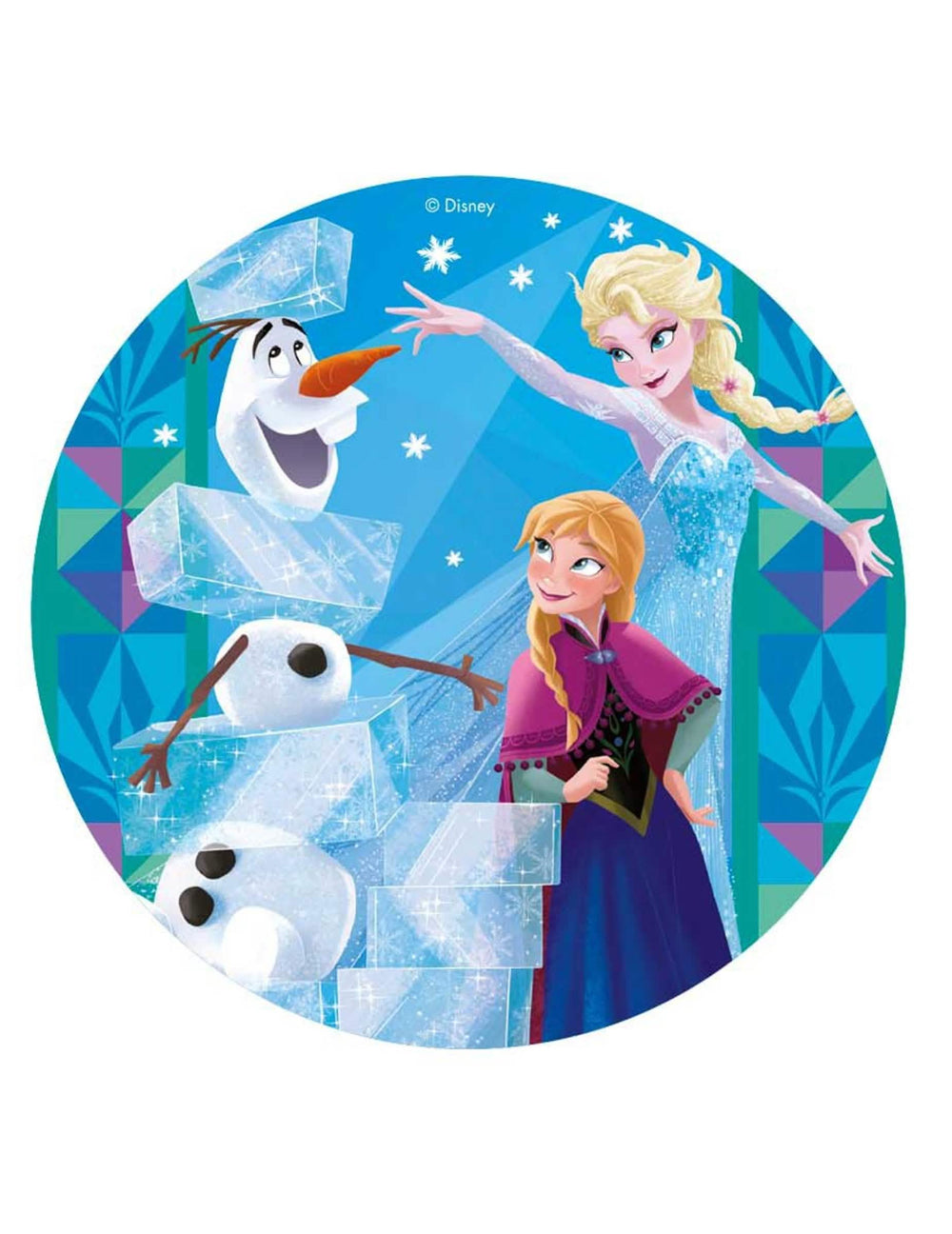Disque azyme Frozen para criança azul com Elsa, Anna e Olaf