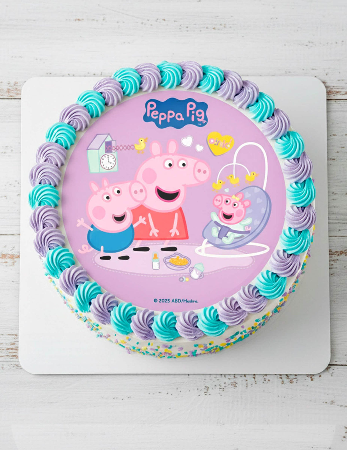Disco de obreia para bolo Peppa Pig™ New Baby 20 cm