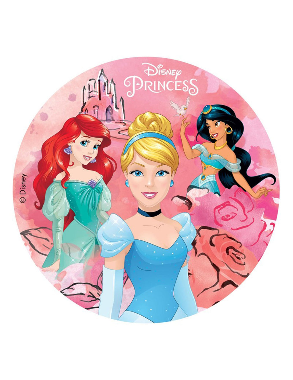 Disque azyme Princesses Disney rose avec Cendrillon Ariel et Jasmine