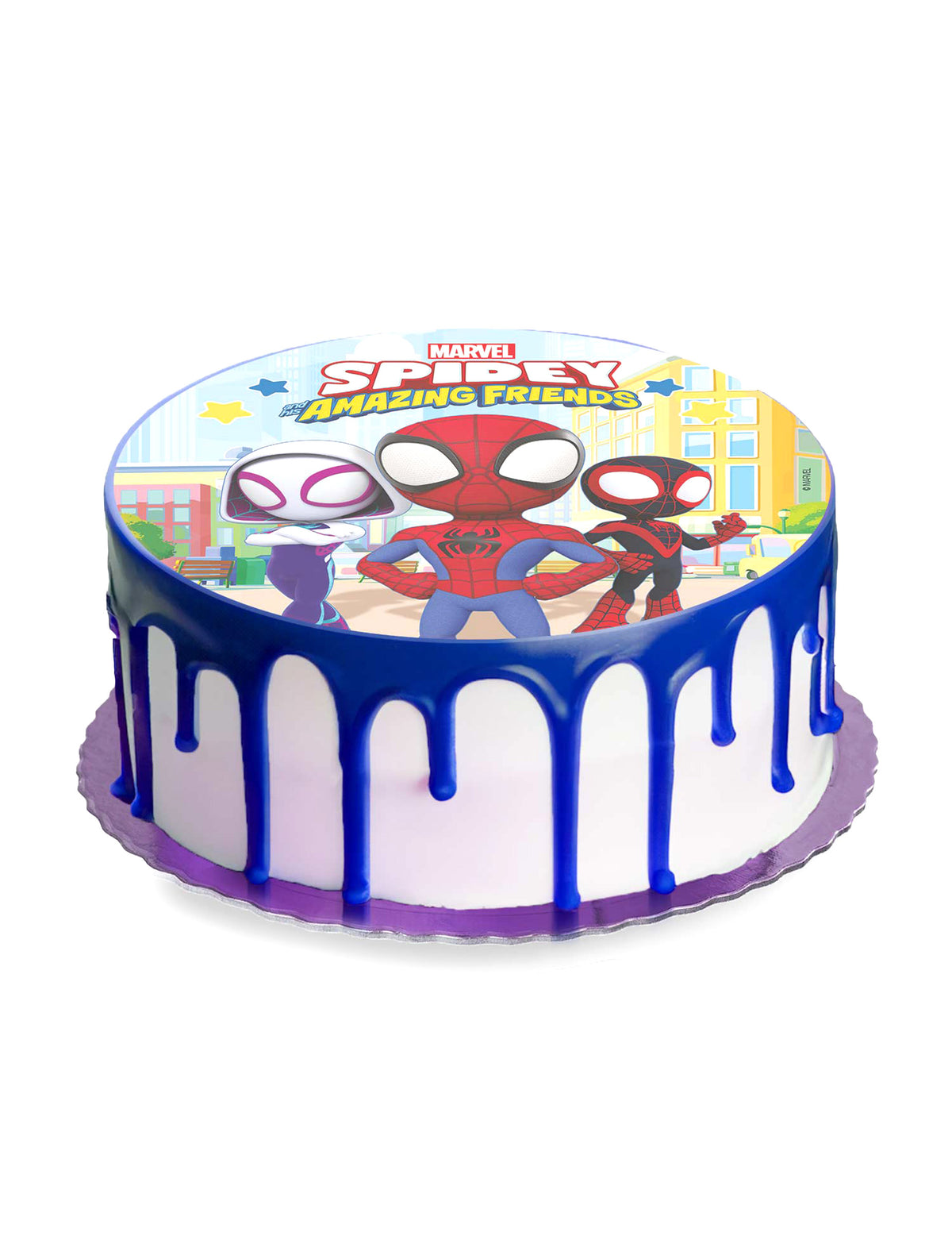 Vue sur un gâteau du disque azyme Spidey et ses amis extraordinaires