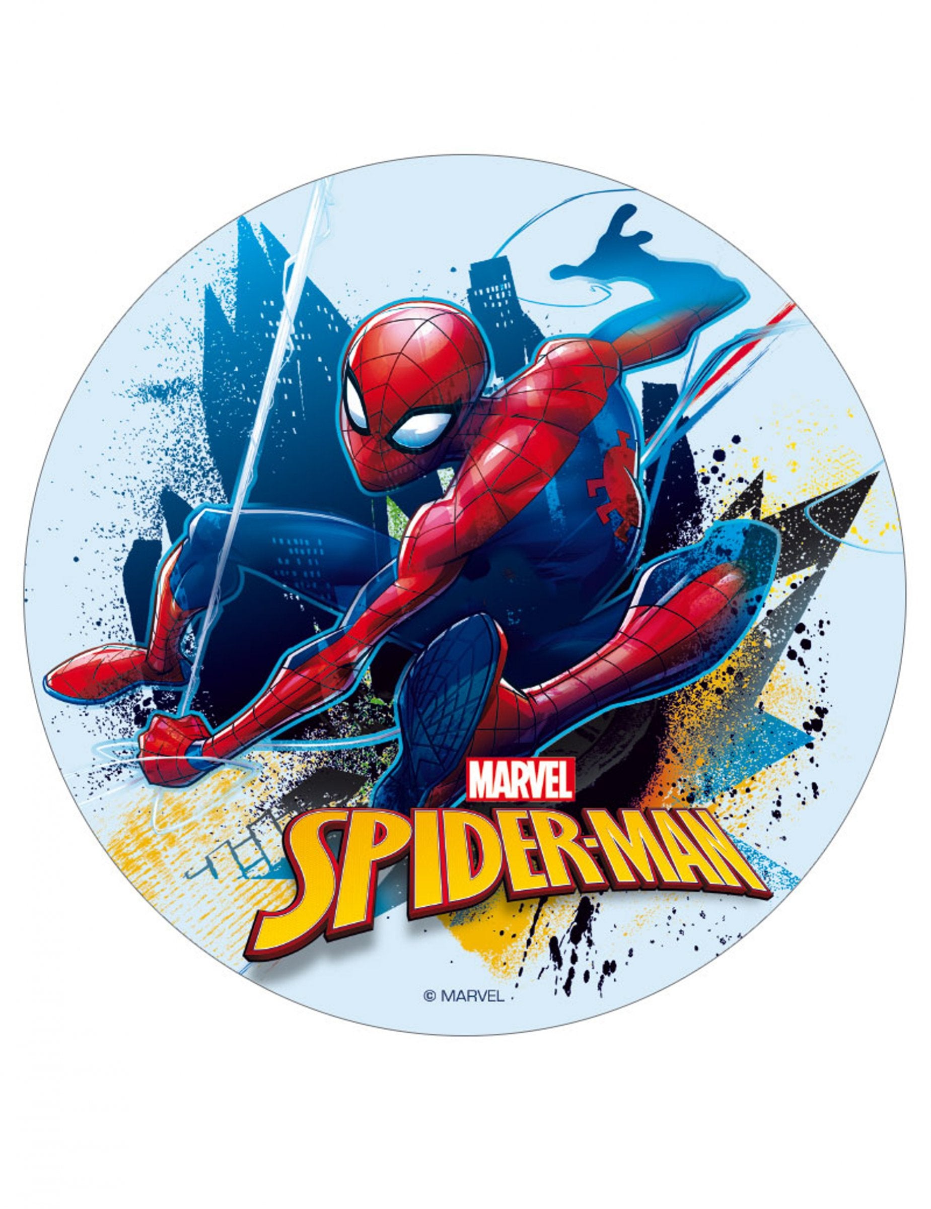 Disque en sucre Spiderman pour enfant rouge et bleu