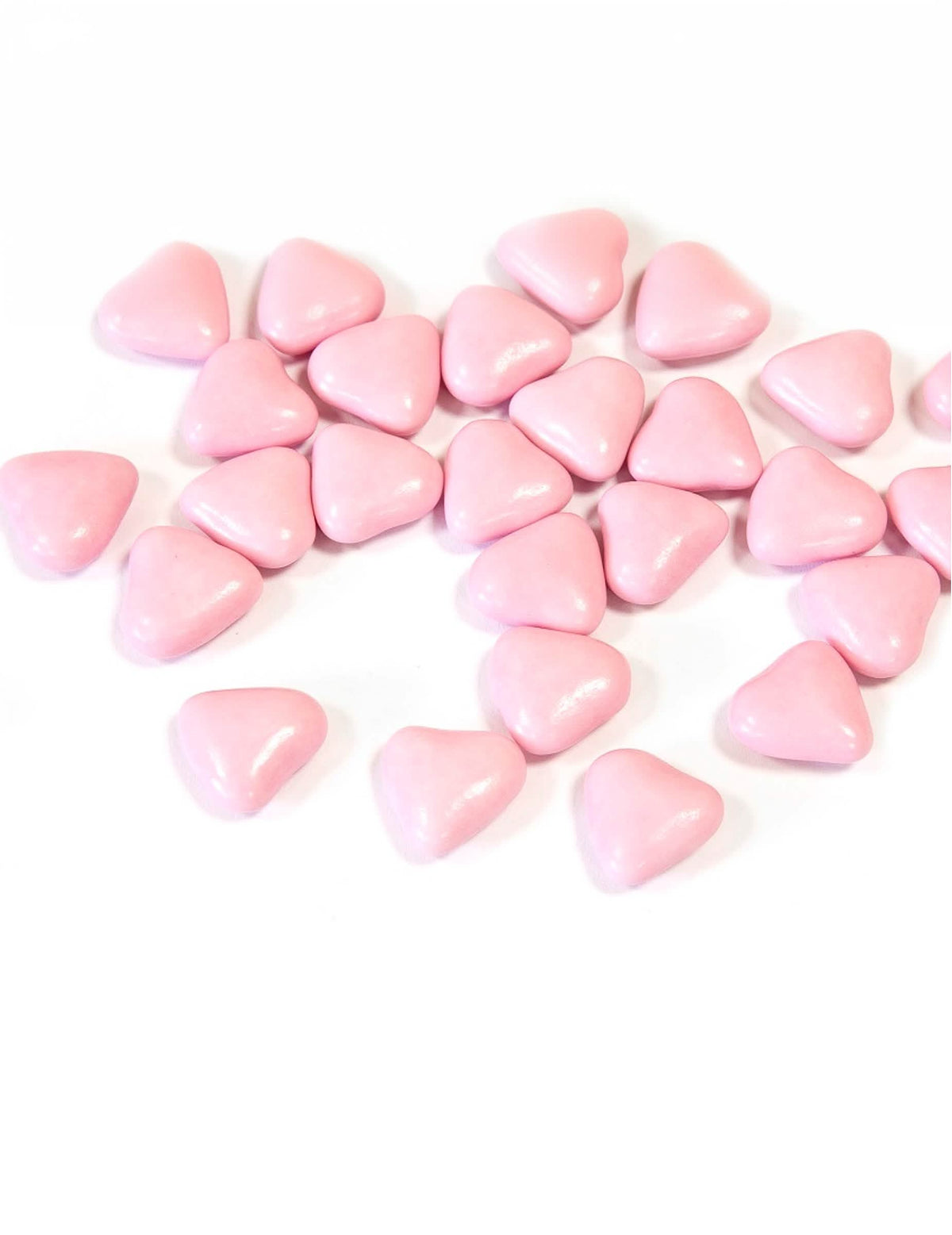 Amêndoas mini coração de chocolate para casamento cor de rosa claro