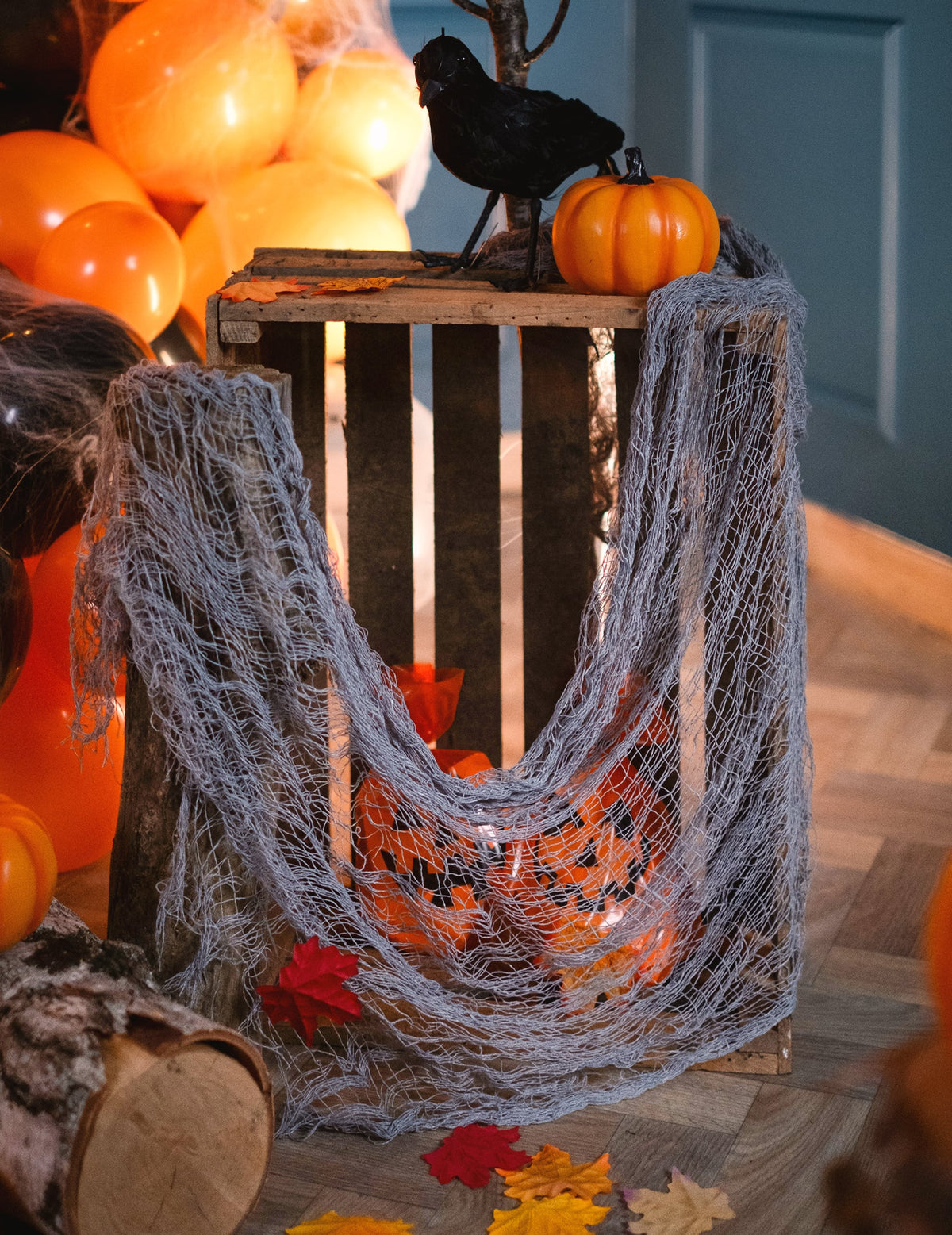 Mise en situation du drap d'Halloween pour décoration