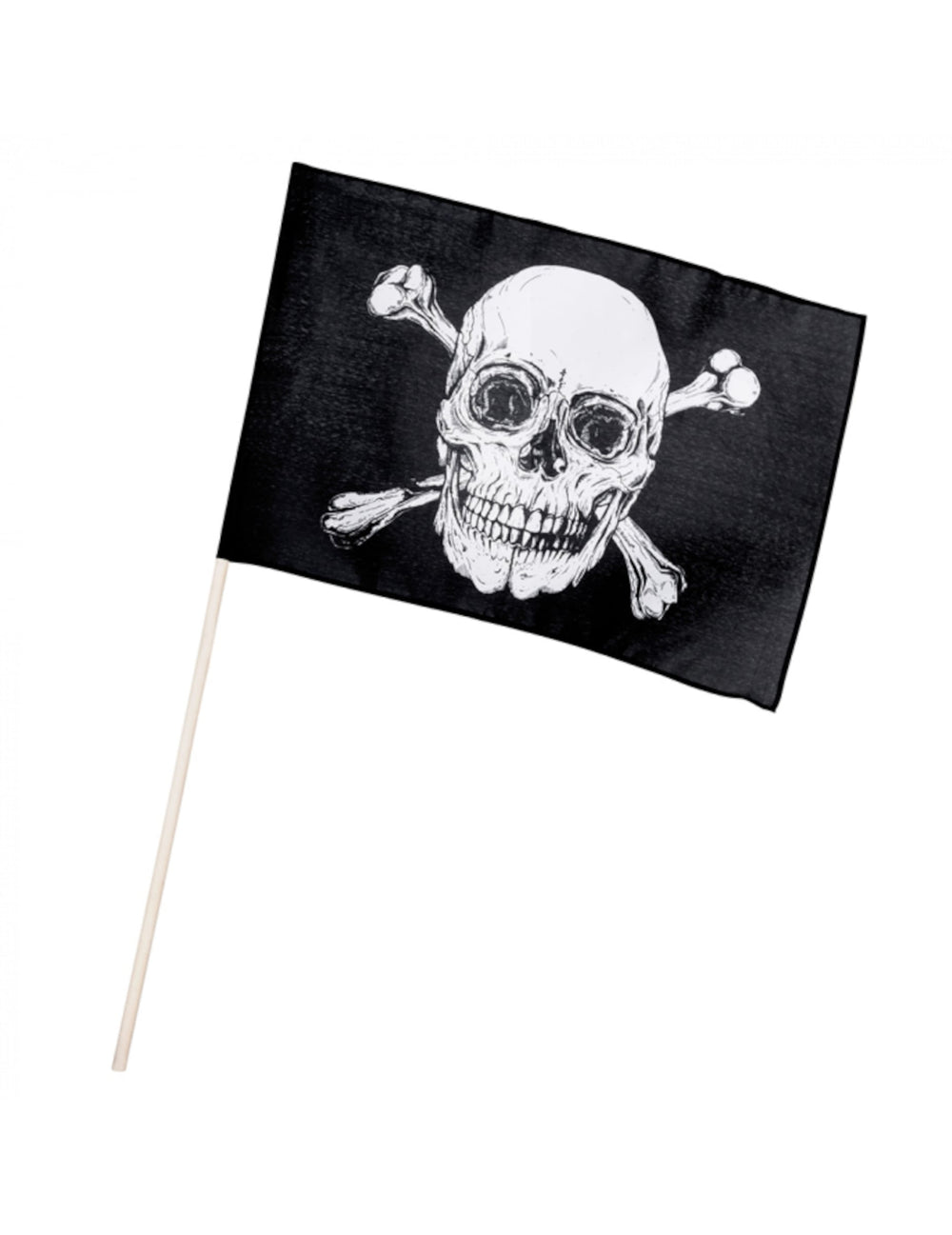 Drapeau de pirate sur pic noir avec tête de mort blanche