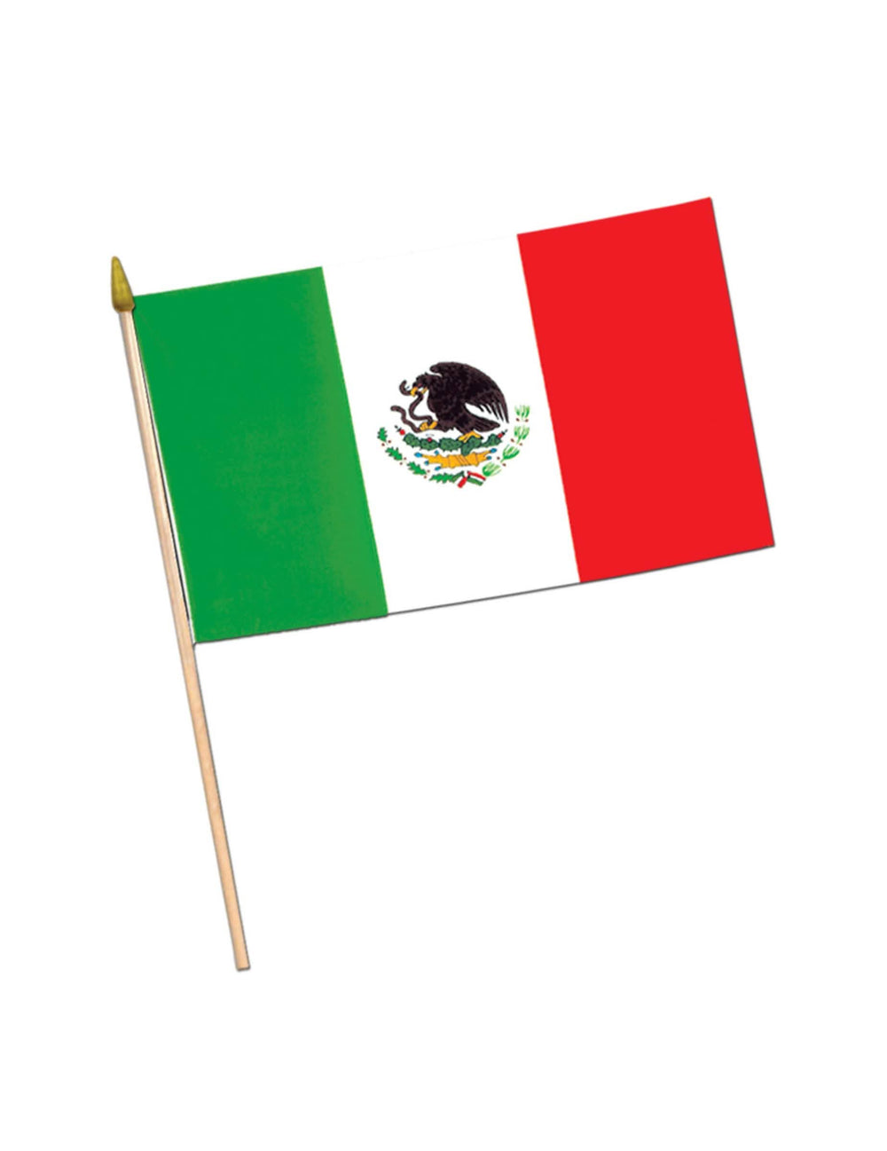 Bandeira do México para festa verde branco vermelho com haste de madeira