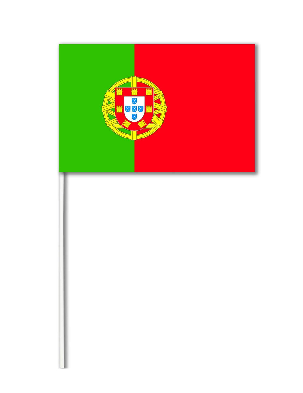 Bandeira de papel portugal para adepto verde e vermelho em haste