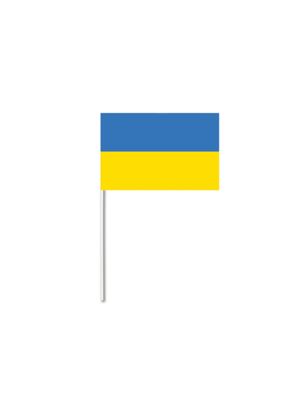 Drapeau papier Ukraine bleu et jaune sur tige blanche