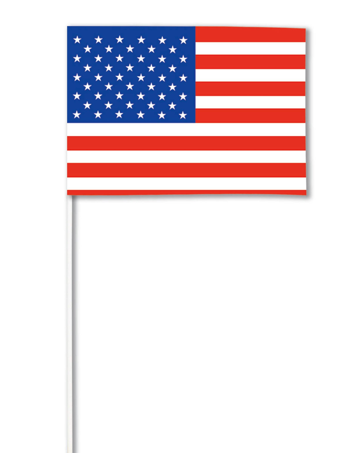 Bandeira de papel usa azul branco e vermelho em haste branca