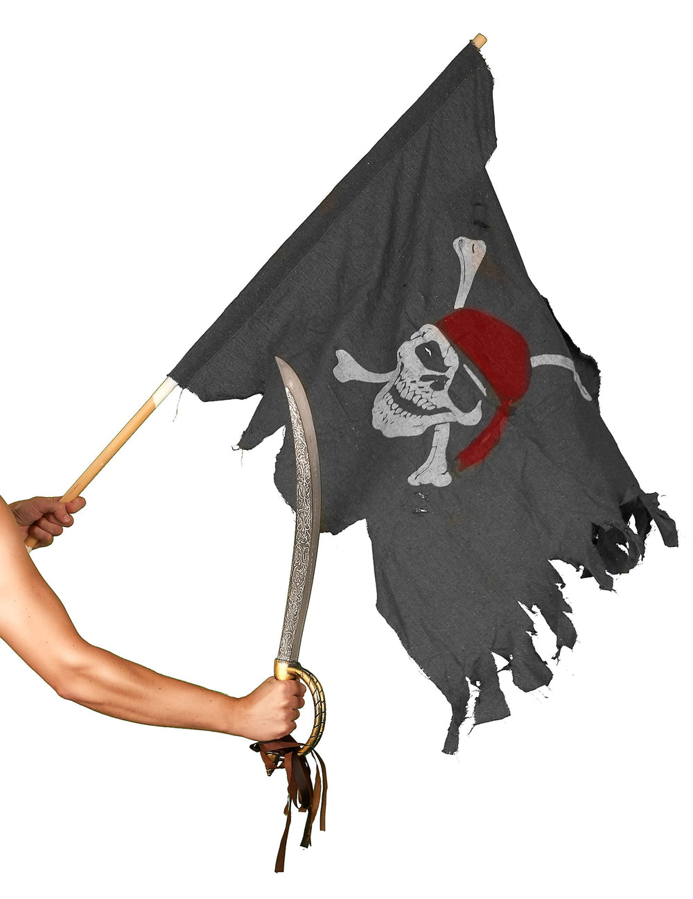 Mise en situation avec un sabre du drapeau pirate pour décoration
