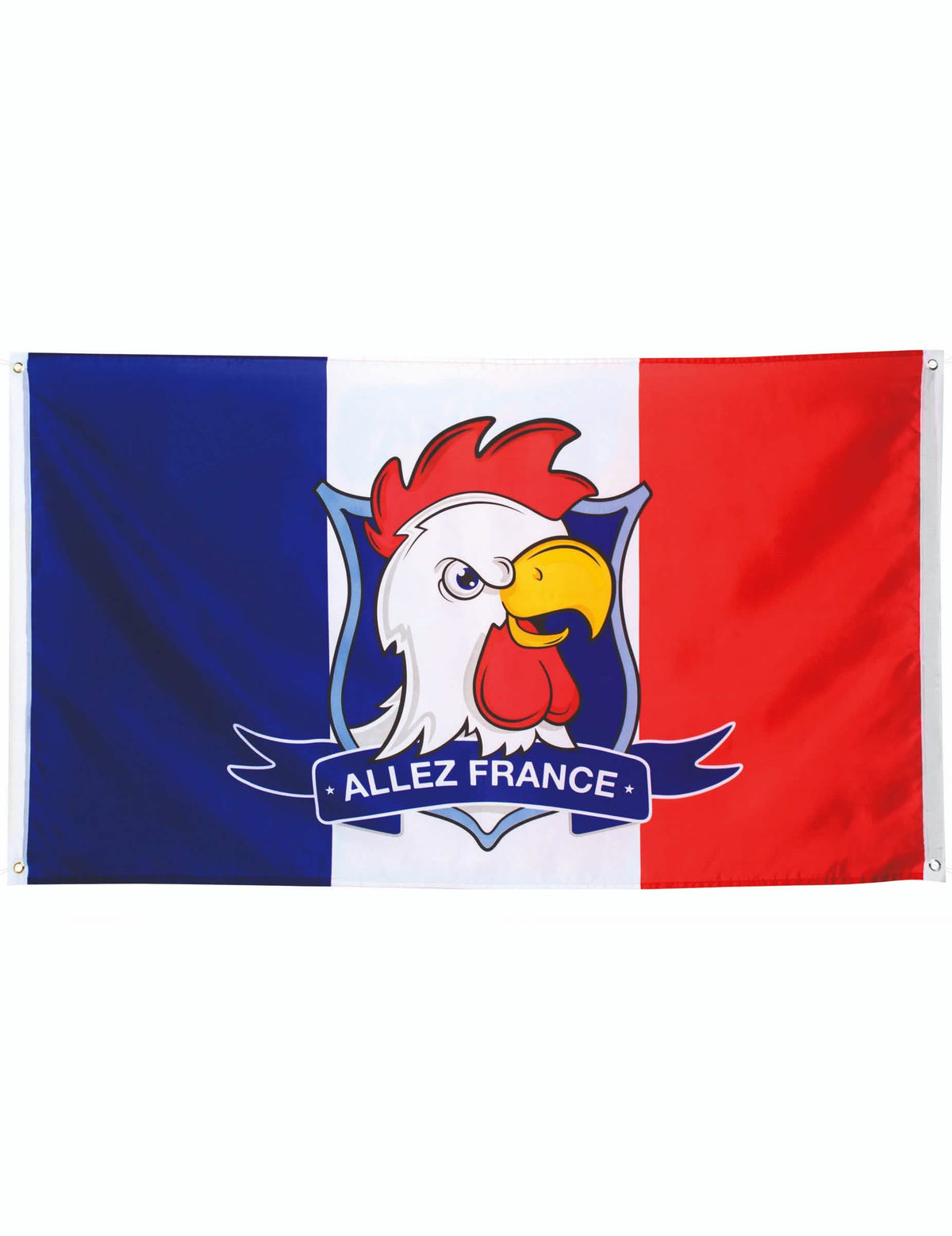 Bandeira adepto Allez frança para adulto azul branco vermelho com logótipo do galo
