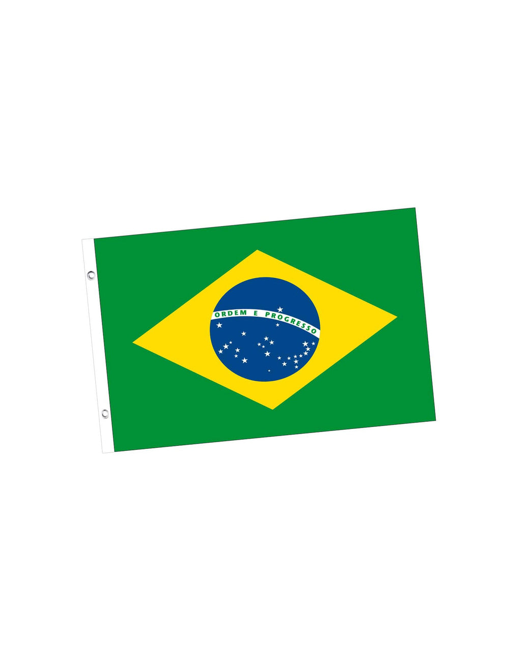 Drapeau supporter Brésil pour fête vert jaune et bleu avec oeillets
