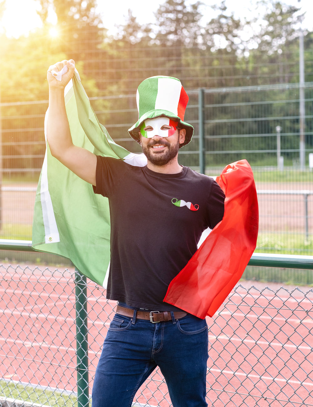 Mise en situation du drapeau Italie pour supporter