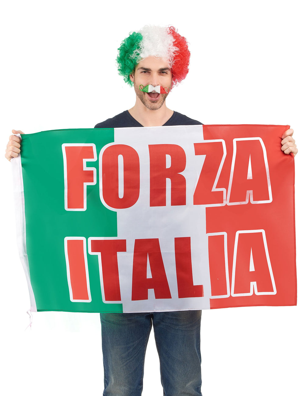 Drapeau supporter italien Forza Italia pour adulte vert blanc et rouge
