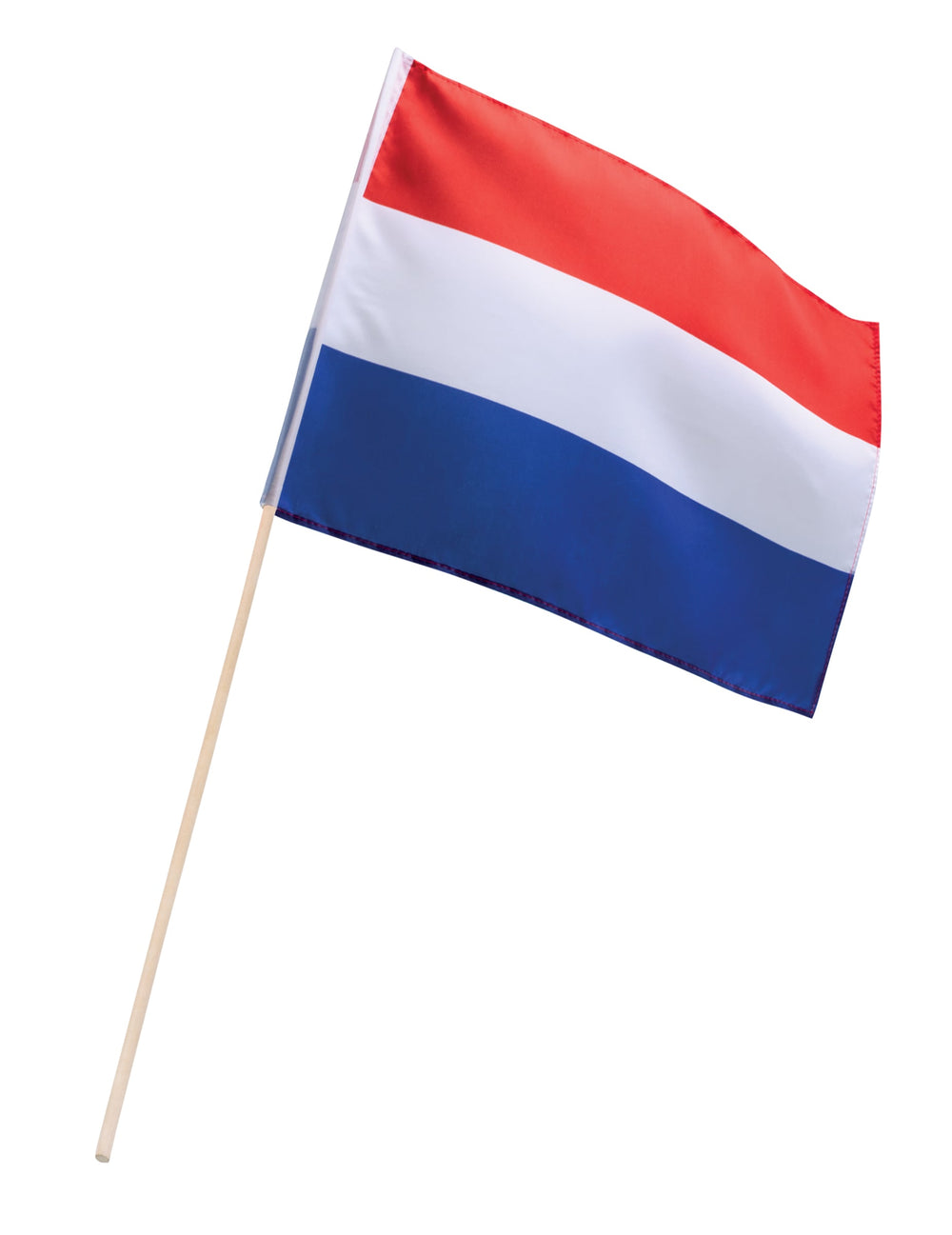 Drapeau supporter Pays-Bas pour adulte rouge blanc bleu avec hampe en bois