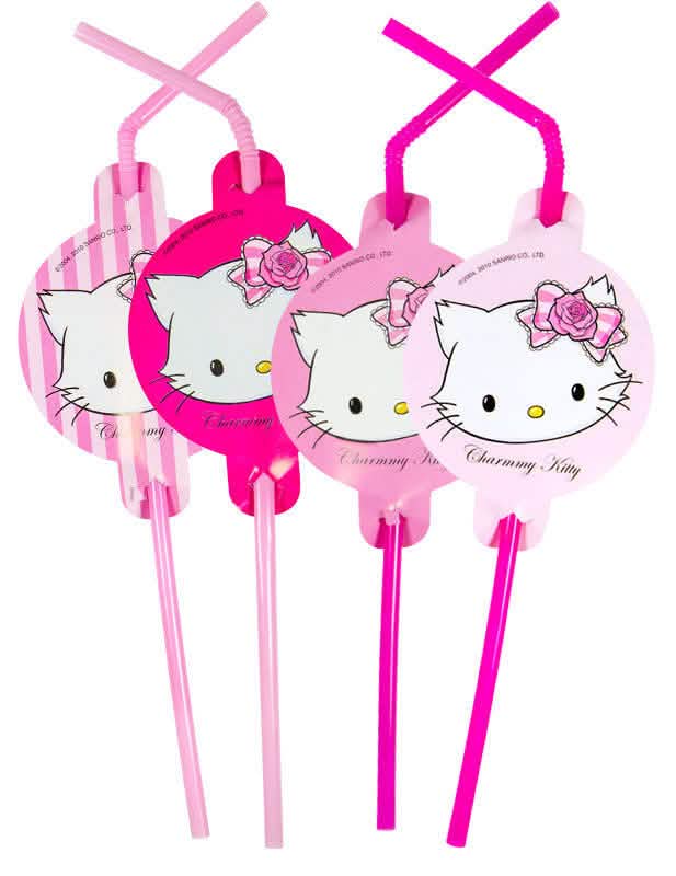 8 palhinhas Charmmy Kitty para criança cor de rosa