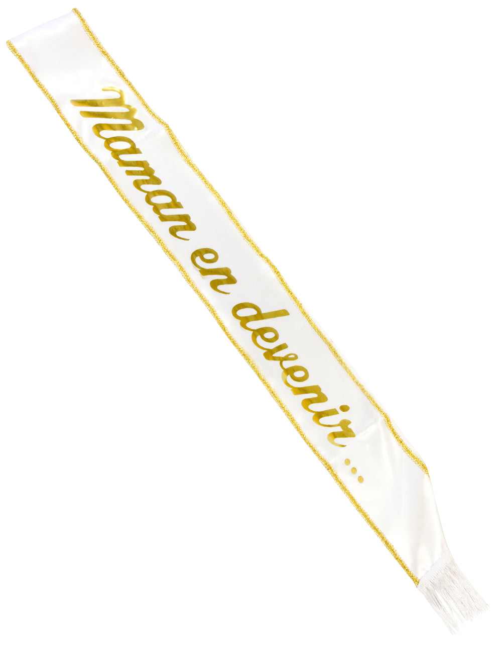 Écharpe en satin Maman en devenir pour femme blanche et dorée