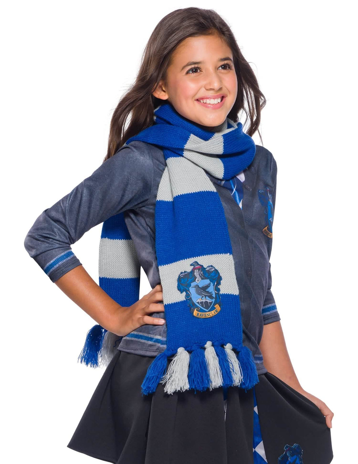 Cachecol luxo Serdaigle para criança azul e cinzento com emblema