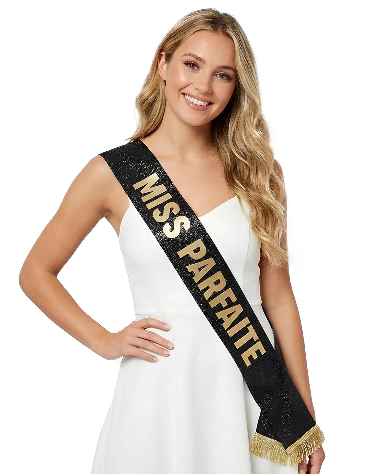 Vue de face de l'écharpe Miss Parfaite