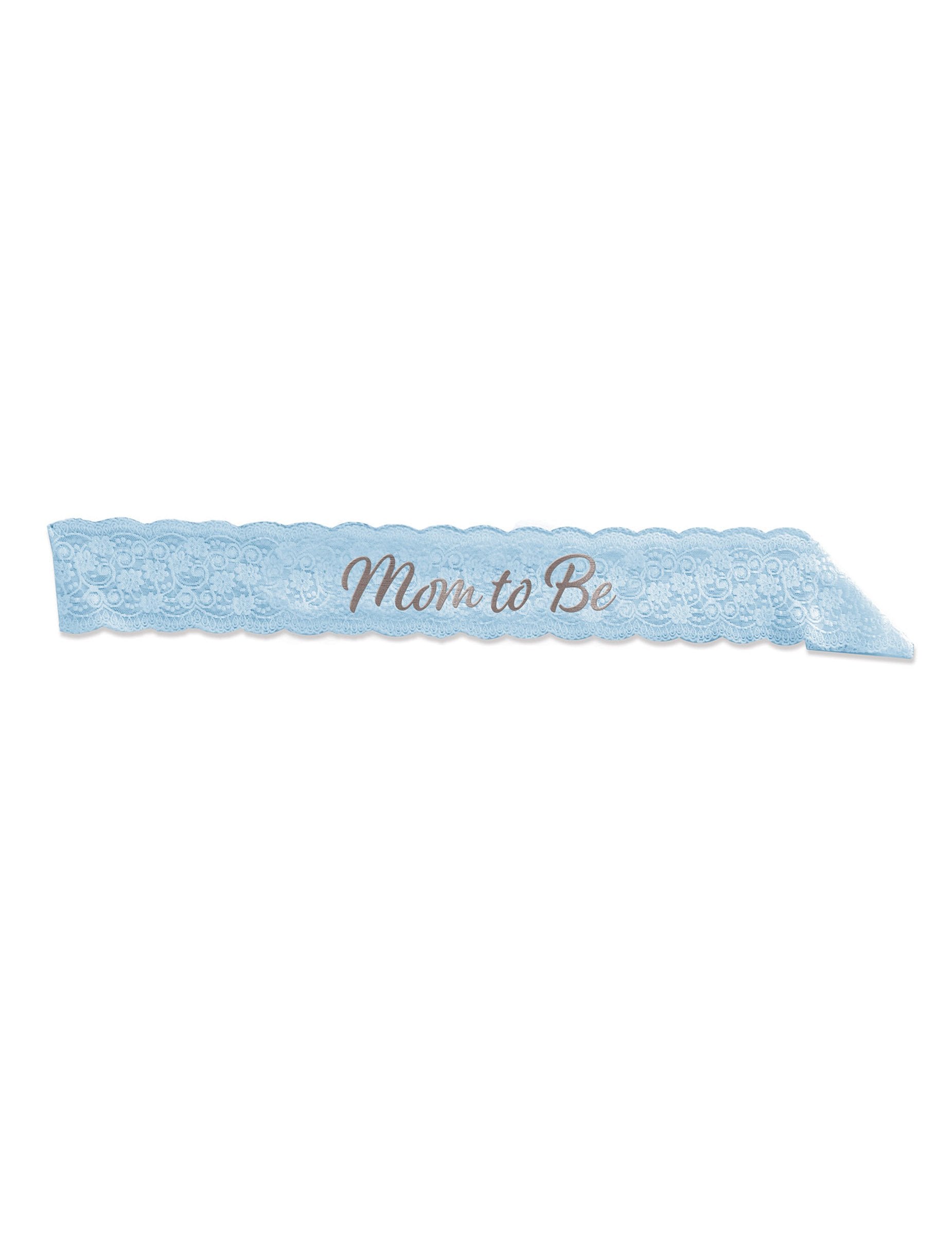 Écharpe Mom to be pour baby shower bleue en dentelle