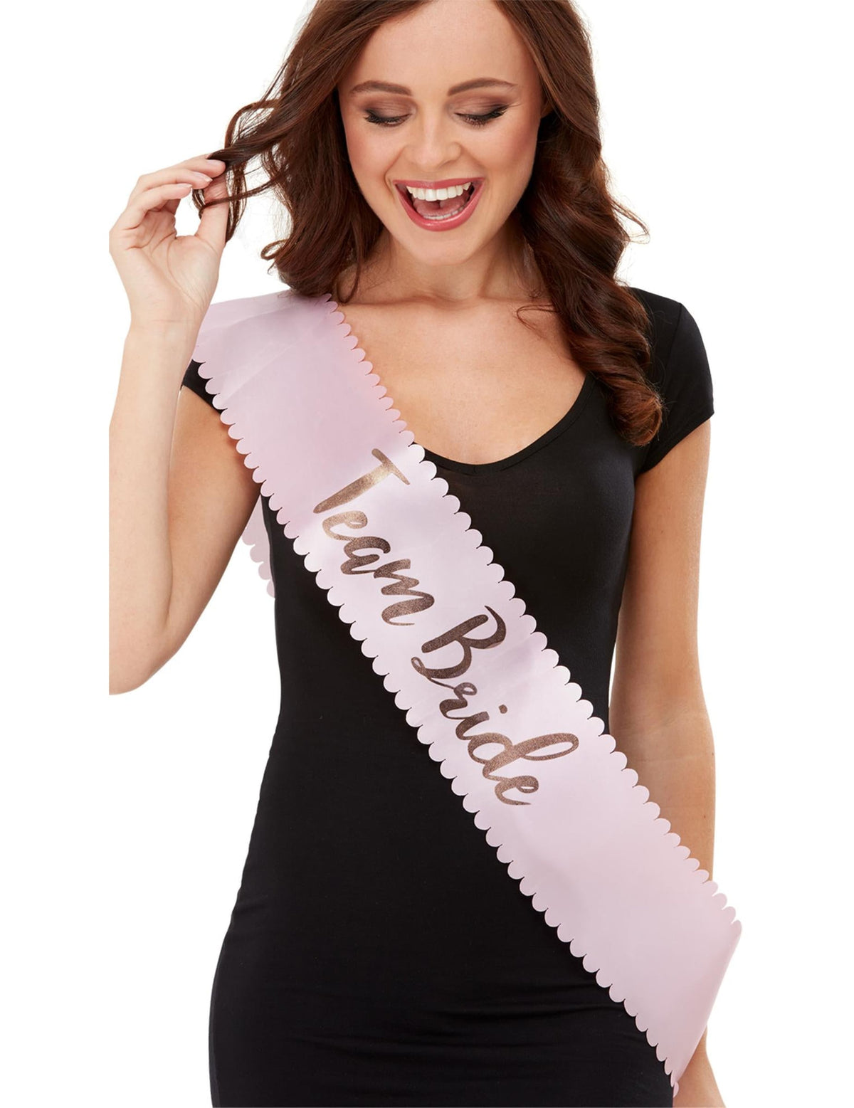 Écharpe Team Bride EVJF pour adulte rose avec texte rose gold