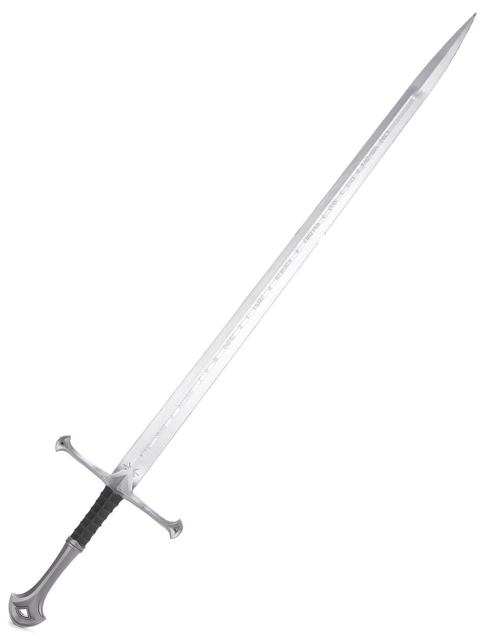 Espada de cavaleiro medieval de luxo para adulto prateada com punho preto