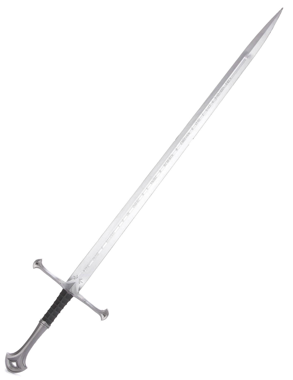 Espada de cavaleiro medieval de luxo para adulto prateada com punho preto