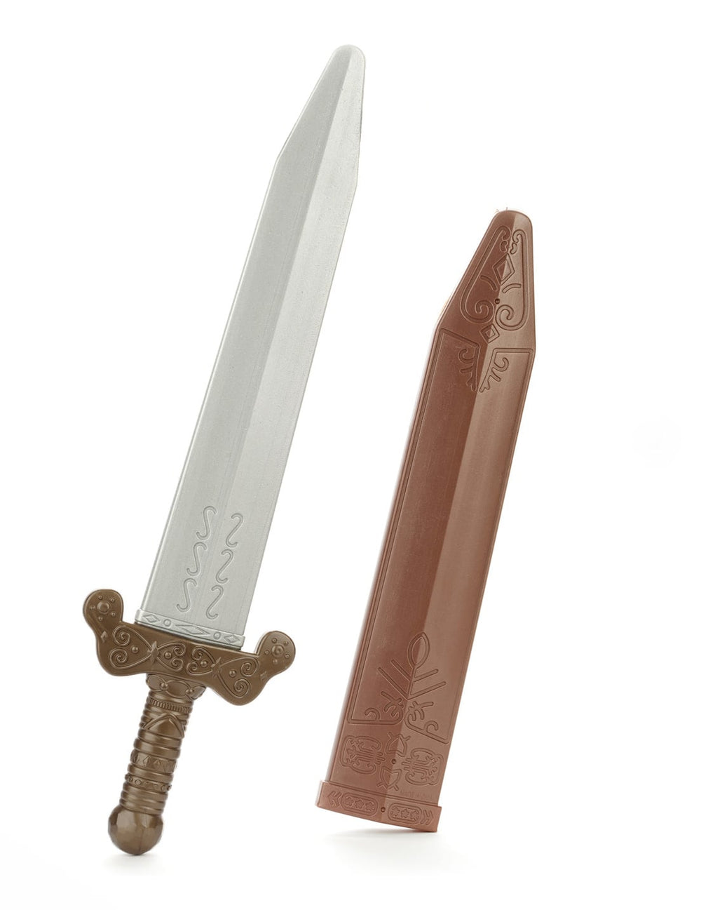 Espada de gladiador para criança cinzenta e castanho com a sua bainha
