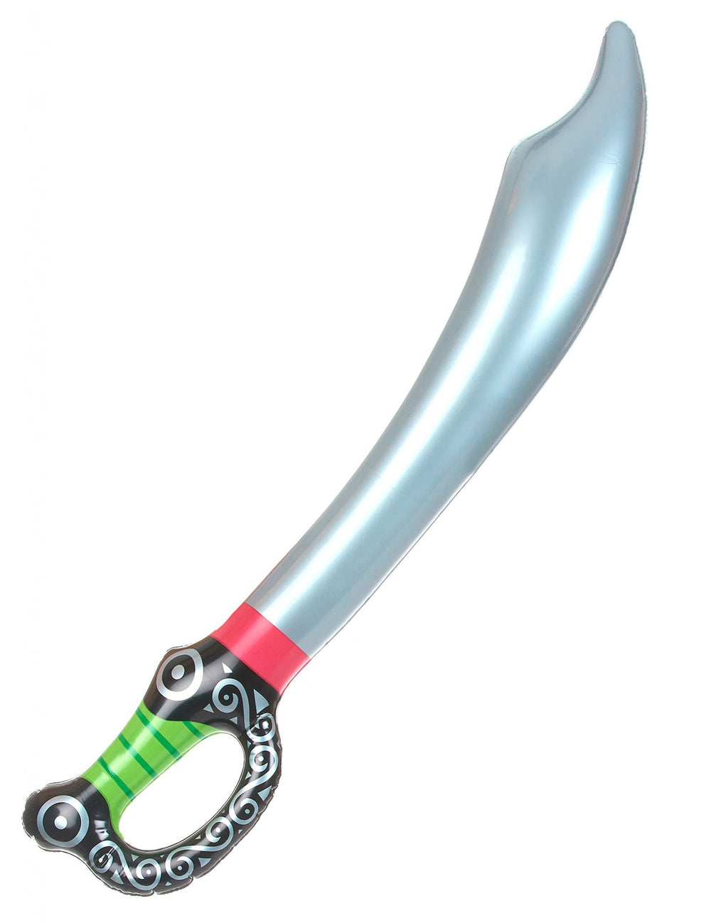 Epée gonflable de pirate pour enfant et adulte grise avec manche à motifs