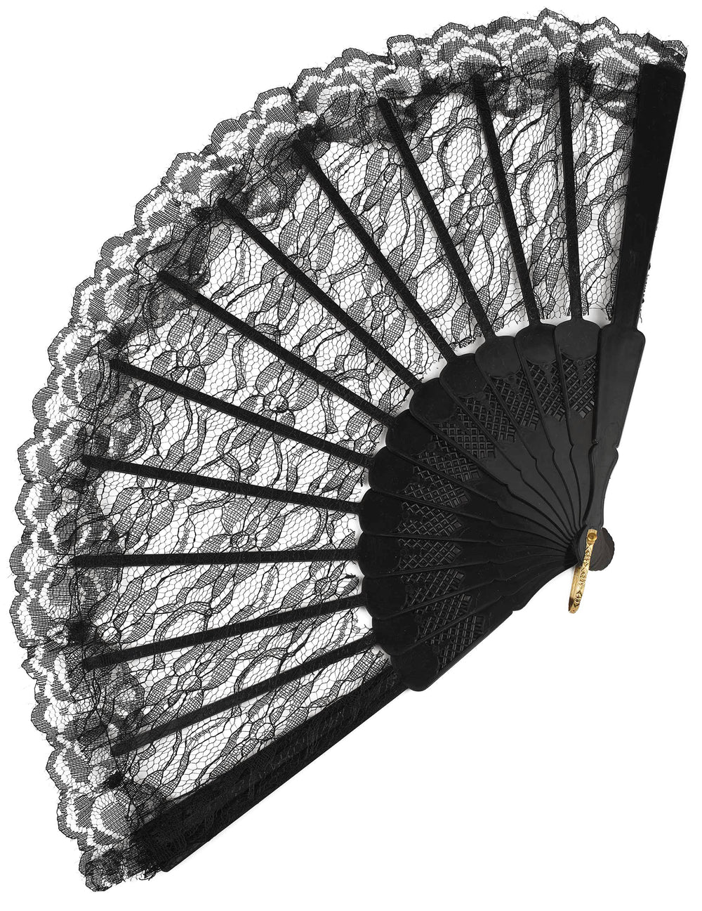 Eventail en dentelle pour adulte noir