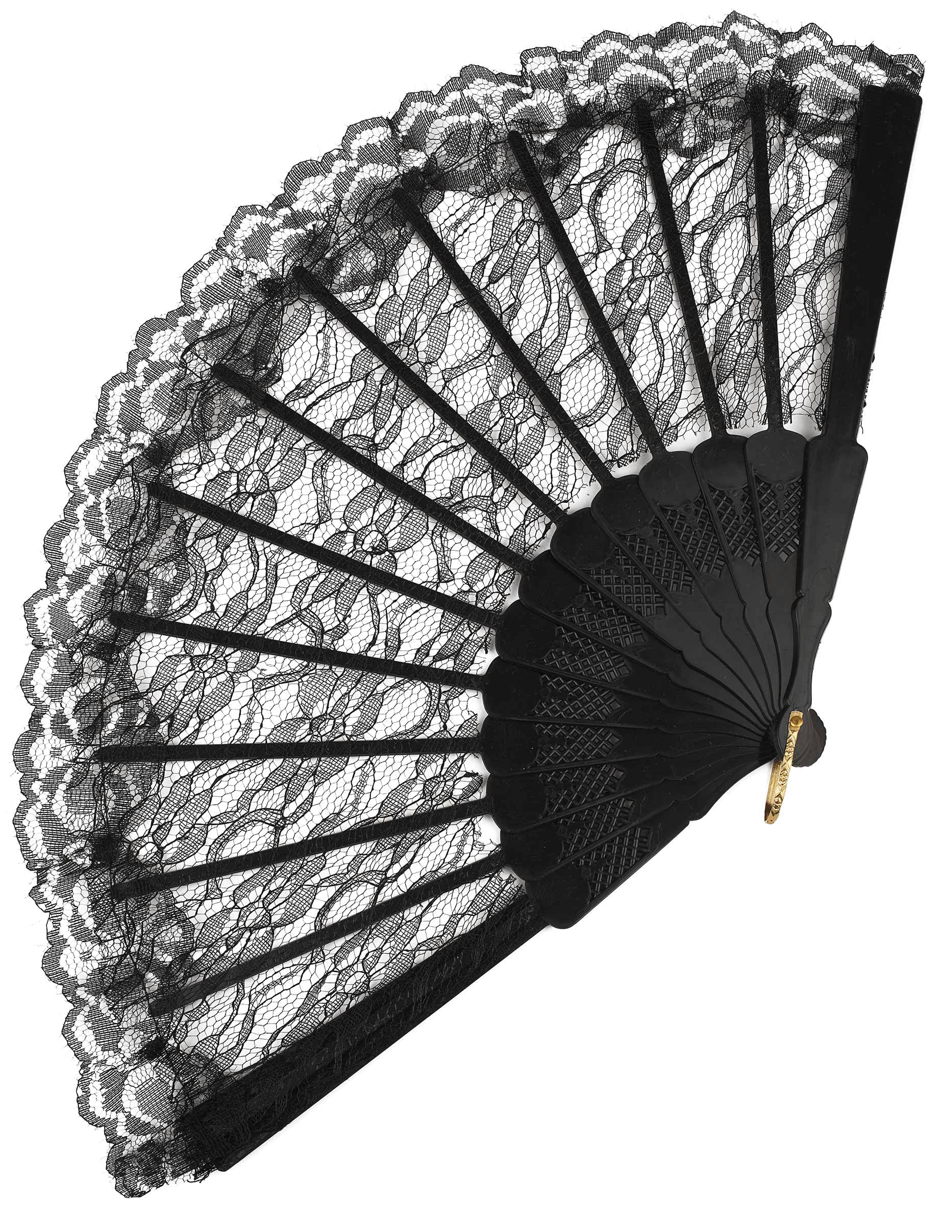 Eventail en dentelle pour adulte noir